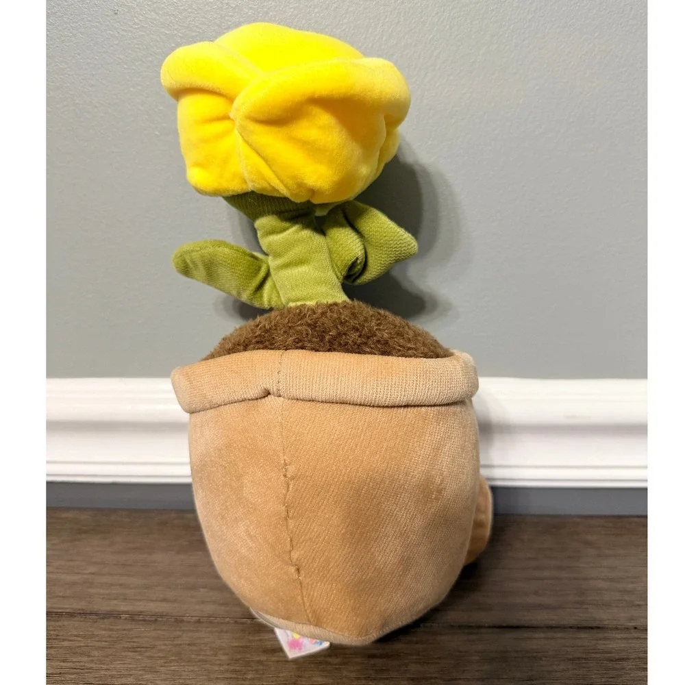 Smoochy Pals Yellow Rose Flower Pot Plush Stuffed Animal 10‎ inch Kawaii Toy